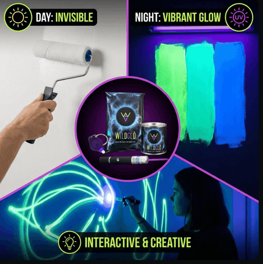 WĪLDGLŌ - DIY UV Interactive Glow Paint  kit-  One wall = Years of creativity